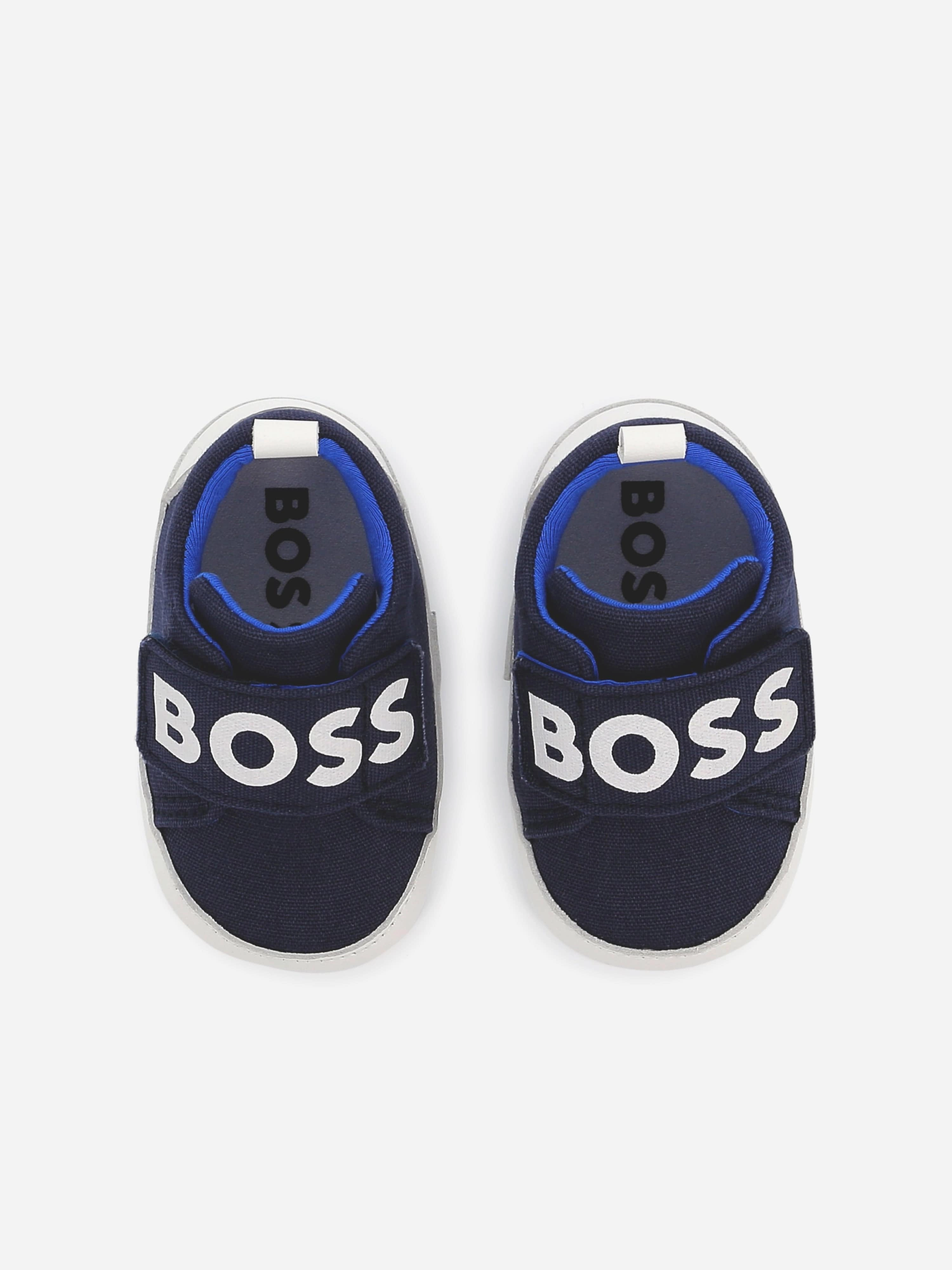 BOSS Baby Leather Pre-Walker Shoes in Navy