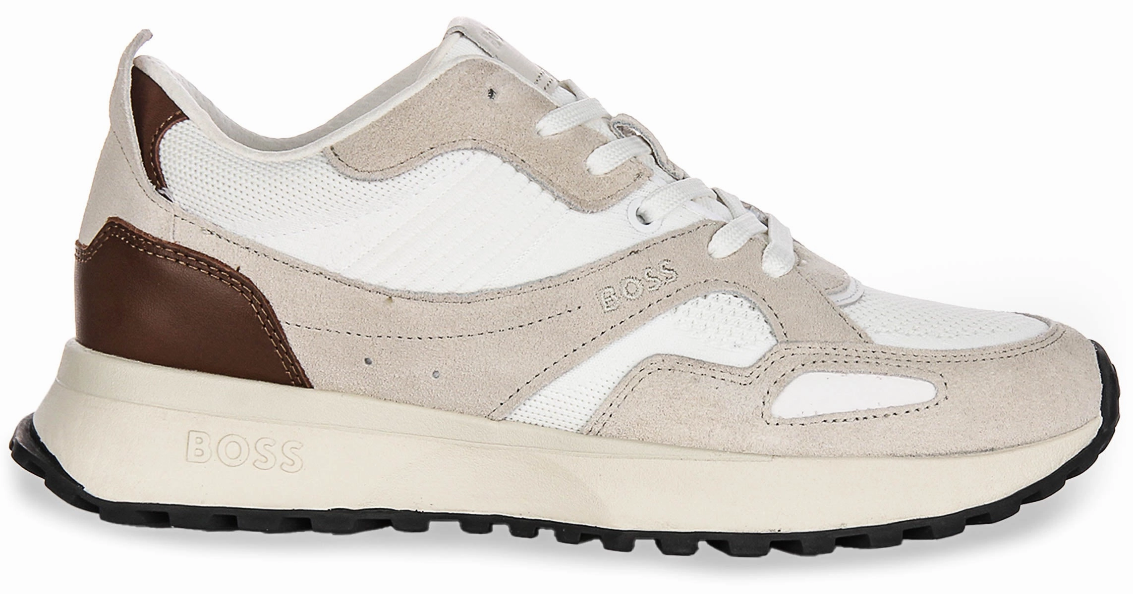 Boss Jonah Runner Knit In White Beige