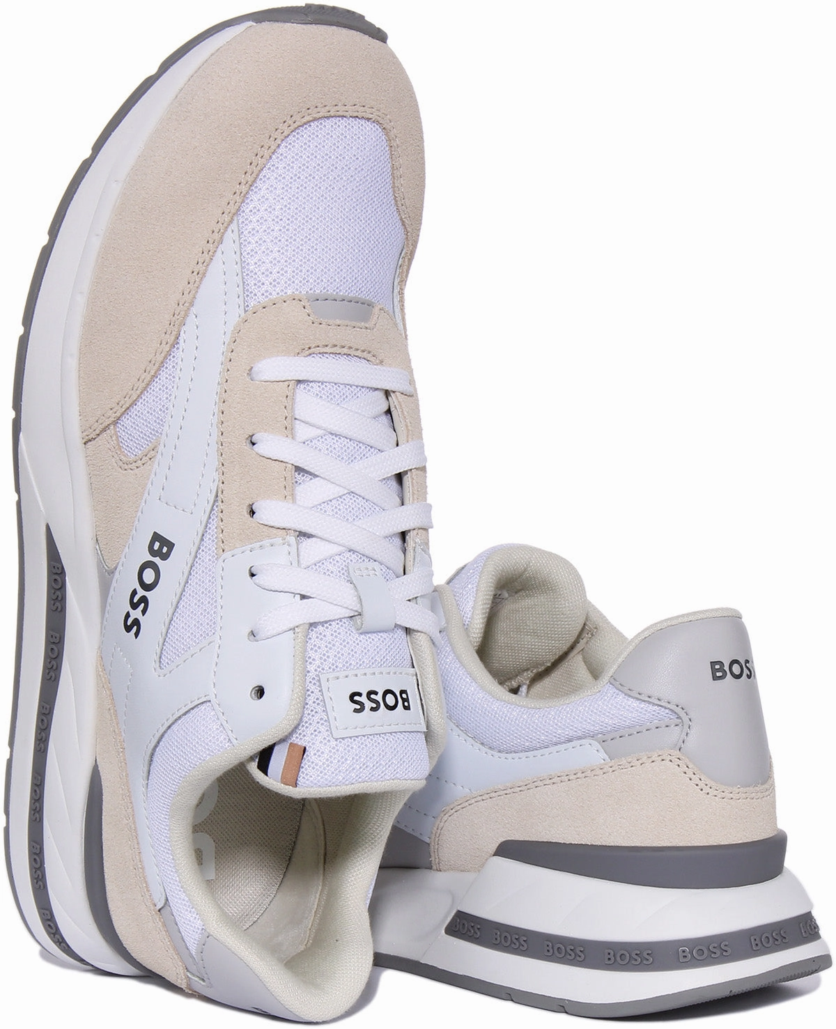 Boss Kurt Runner In White Grey For Men