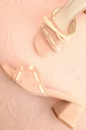 Breda | Pink Faux-Suede Heeled Sandals