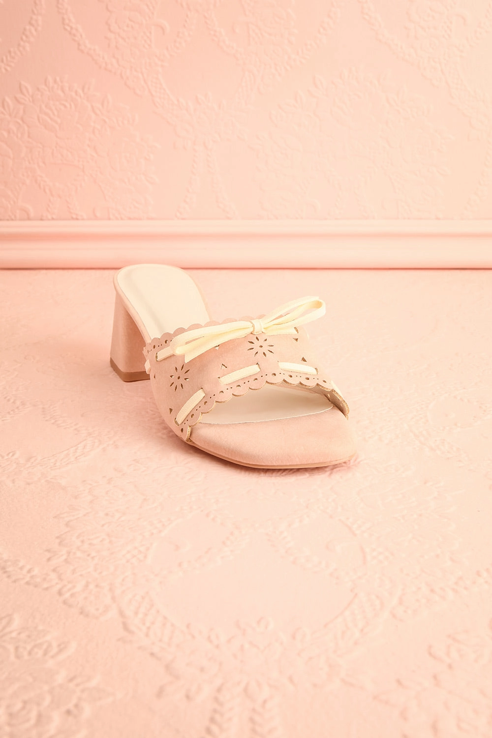 Breda | Pink Faux-Suede Heeled Sandals