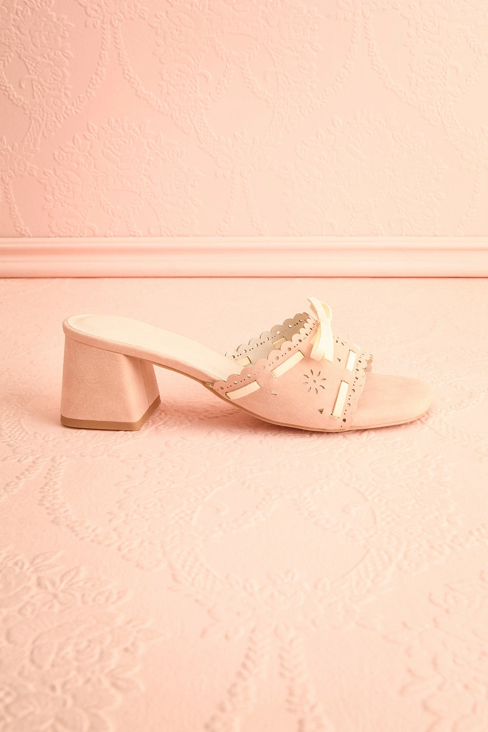 Breda | Pink Faux-Suede Heeled Sandals