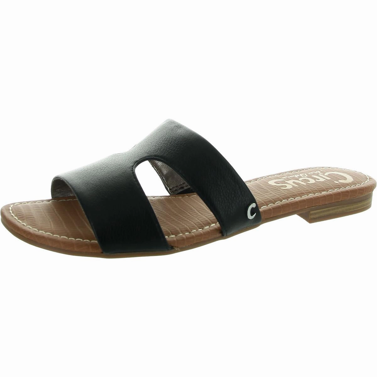 Brynn Womens Cushioned Footbed Faux Leather Slide Sandals