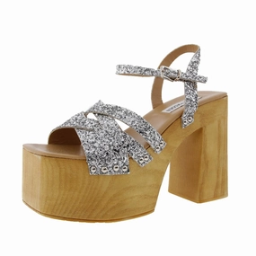 Caileeb Womens Glitter Textured Platform Sandals