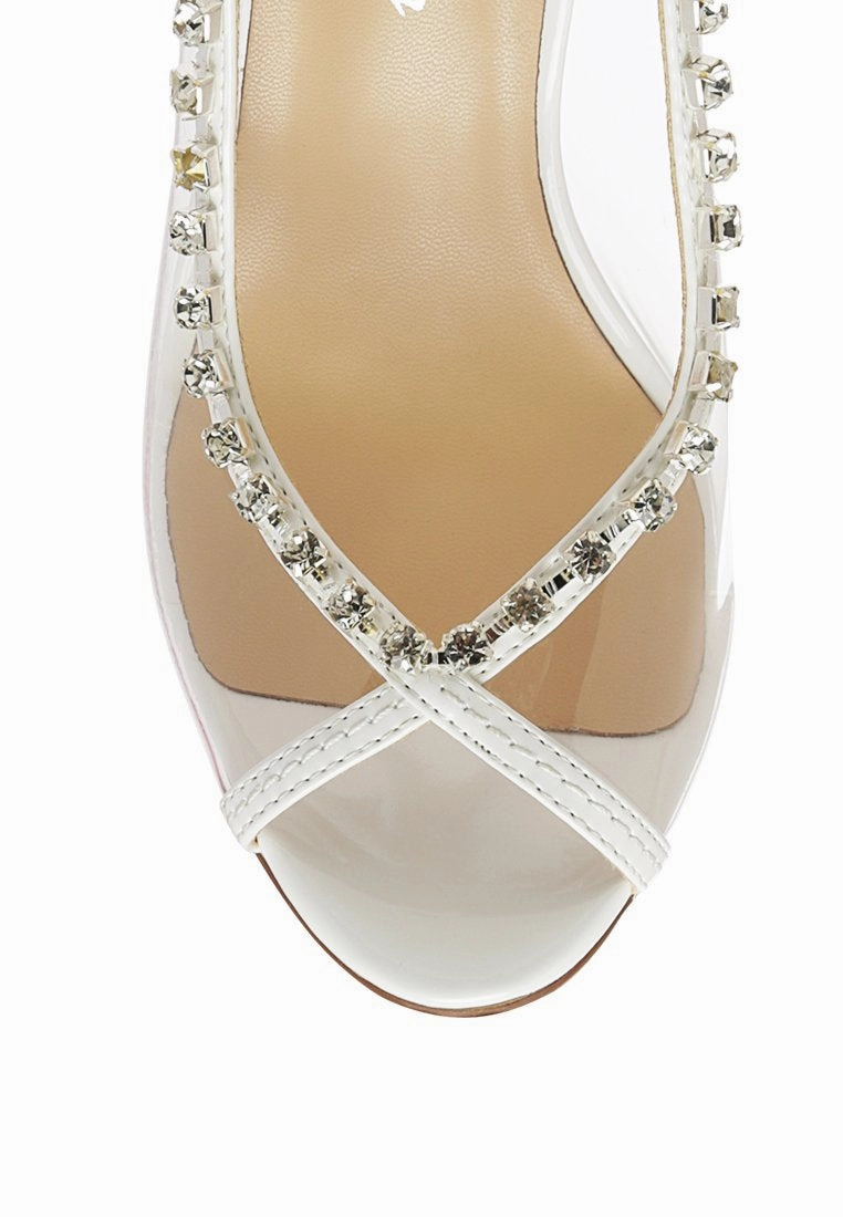 camarine clear stiletto sling-back sandals