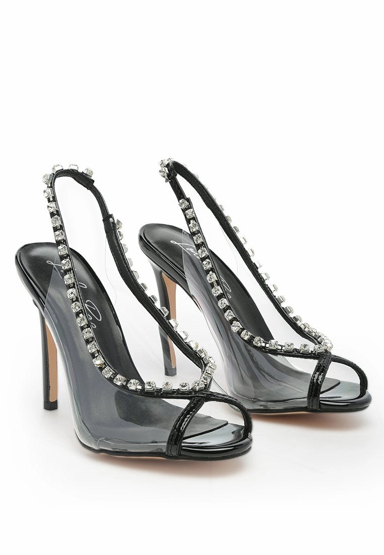 camarine clear stiletto sling-back sandals