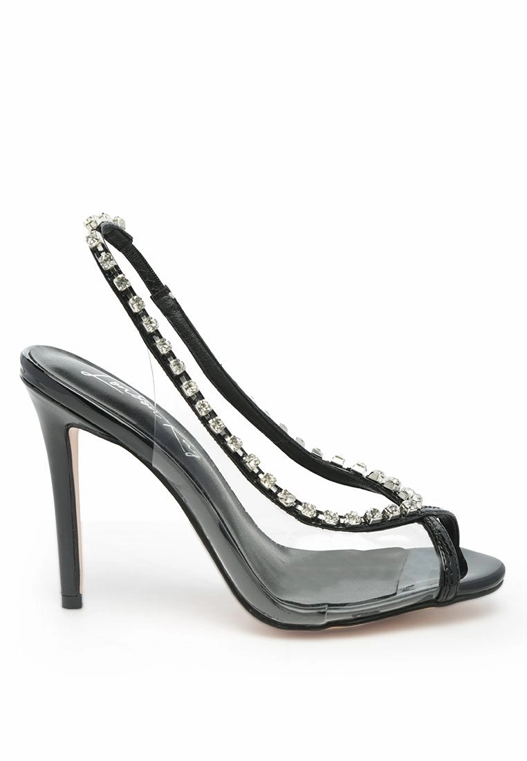 camarine clear stiletto sling-back sandals