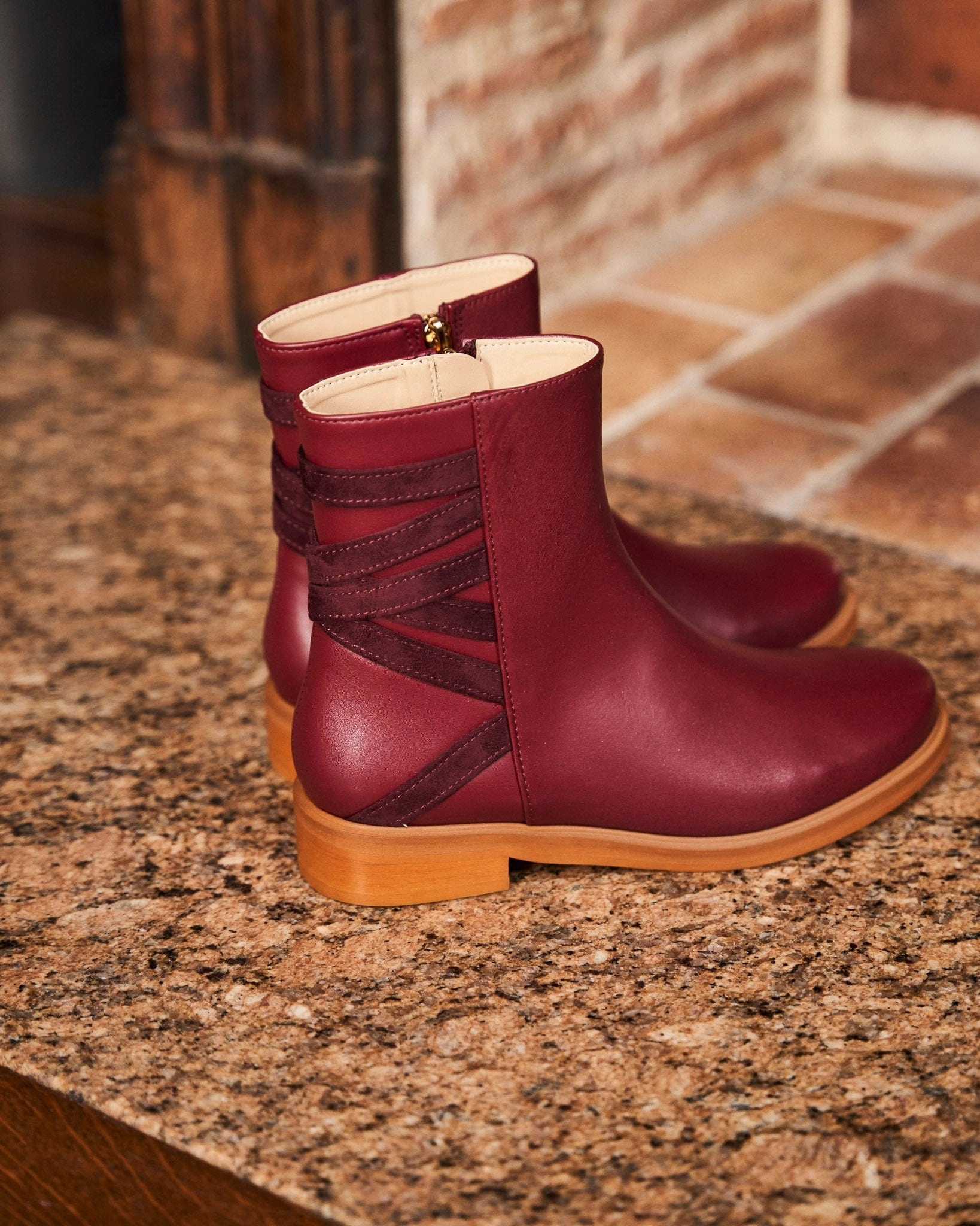 Catimini Vegan Leather Zip Ankle Boots | Bordeaux