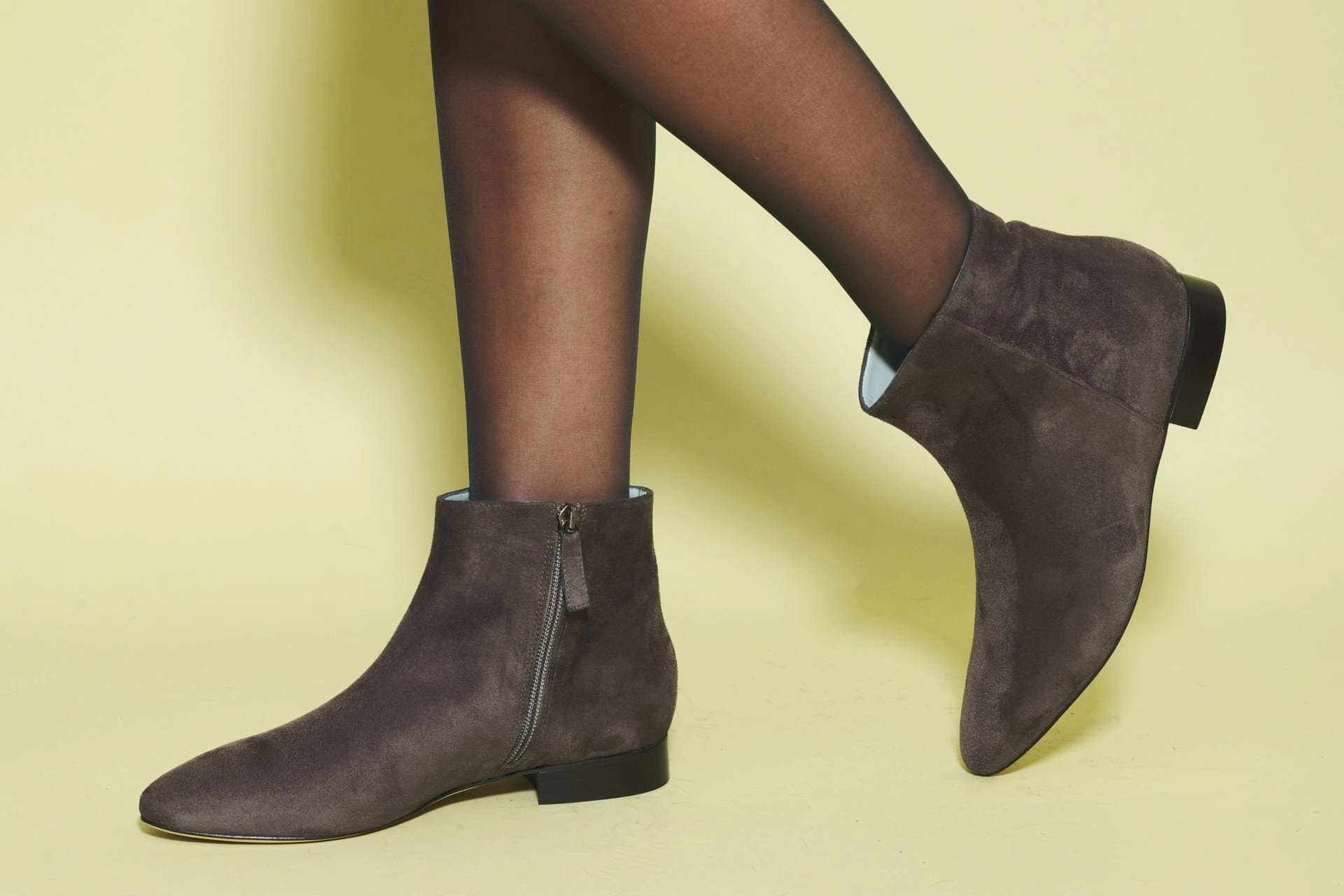 Chiara Vegan Suede Flat Ankle Boots | Grey