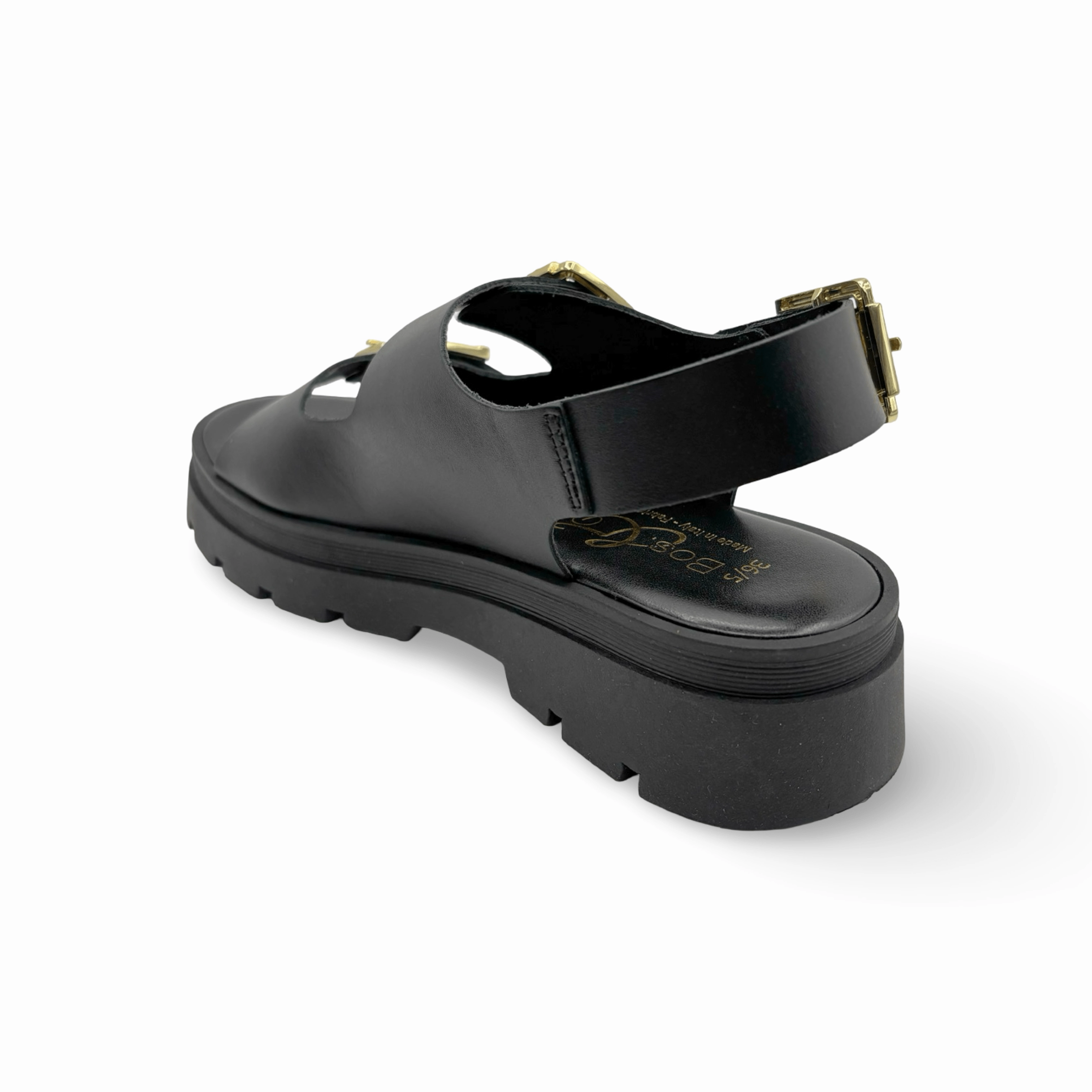 Cipher Black Leather Sandal