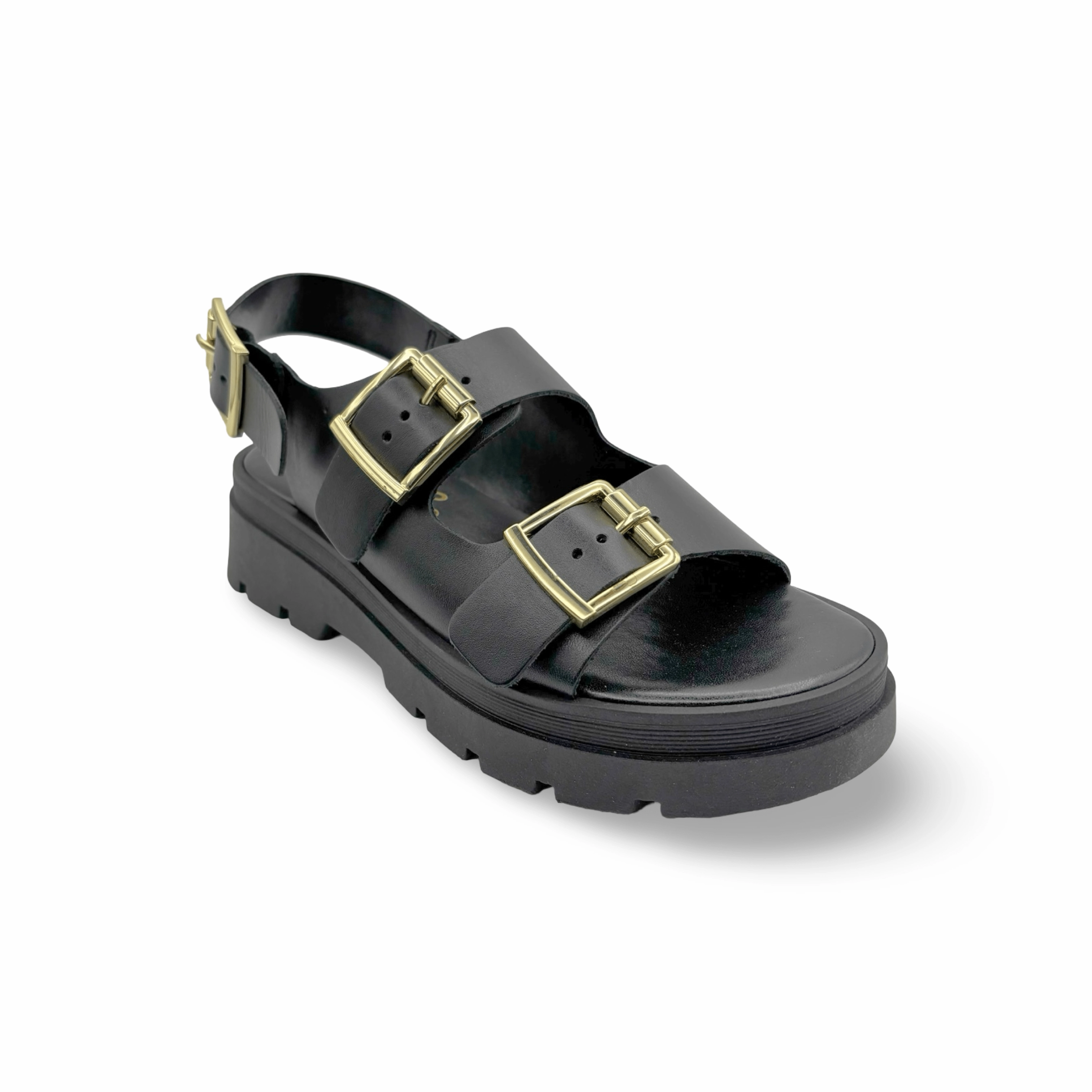 Cipher Black Leather Sandal