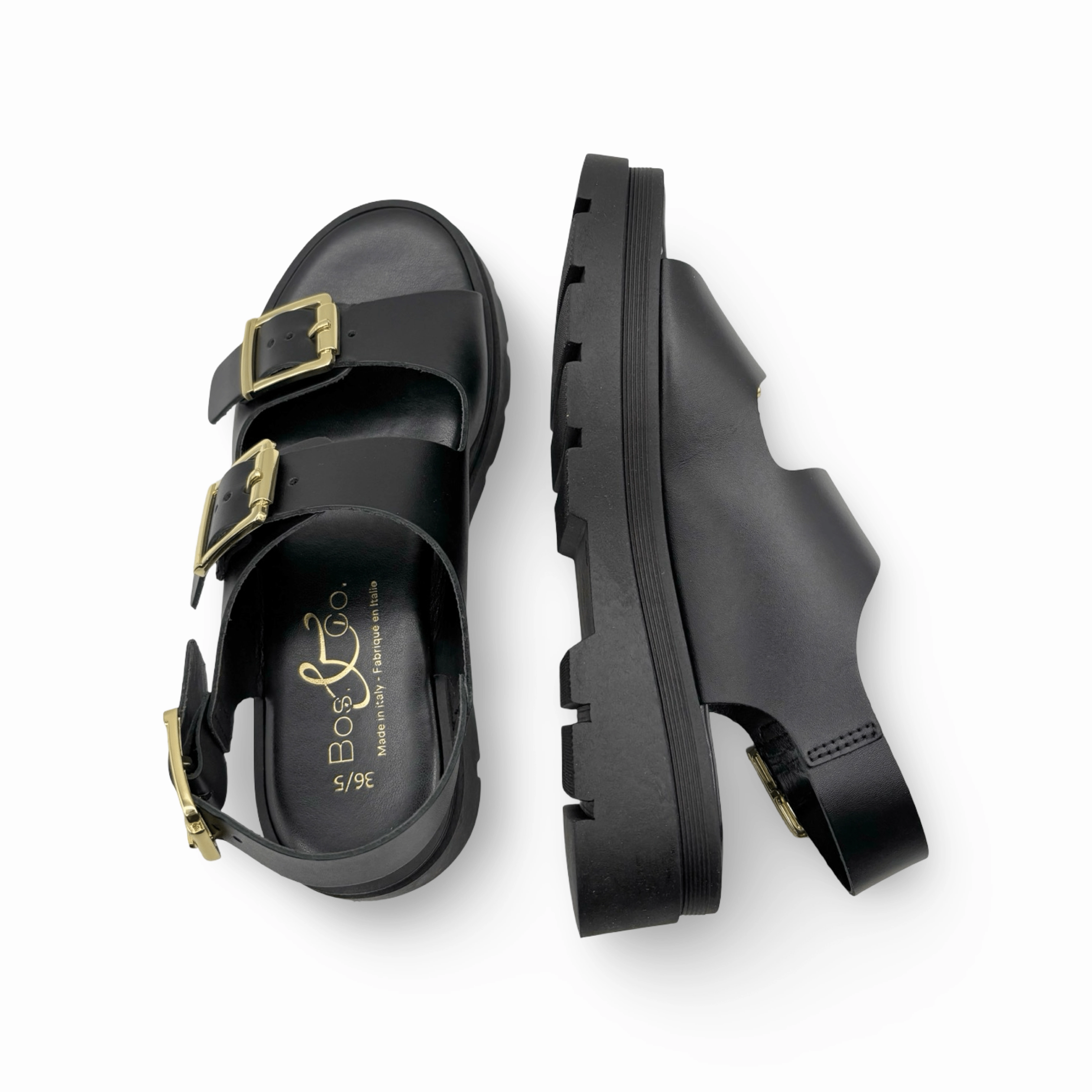 Cipher Black Leather Sandal
