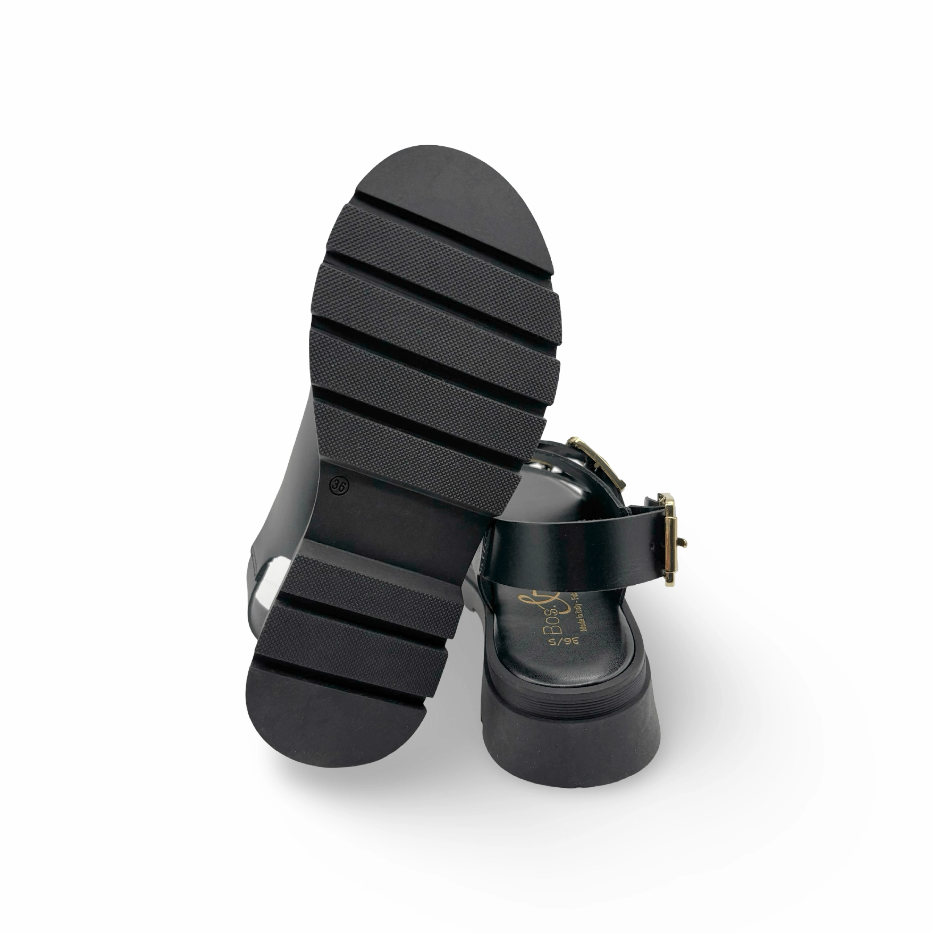 Cipher Black Leather Sandal