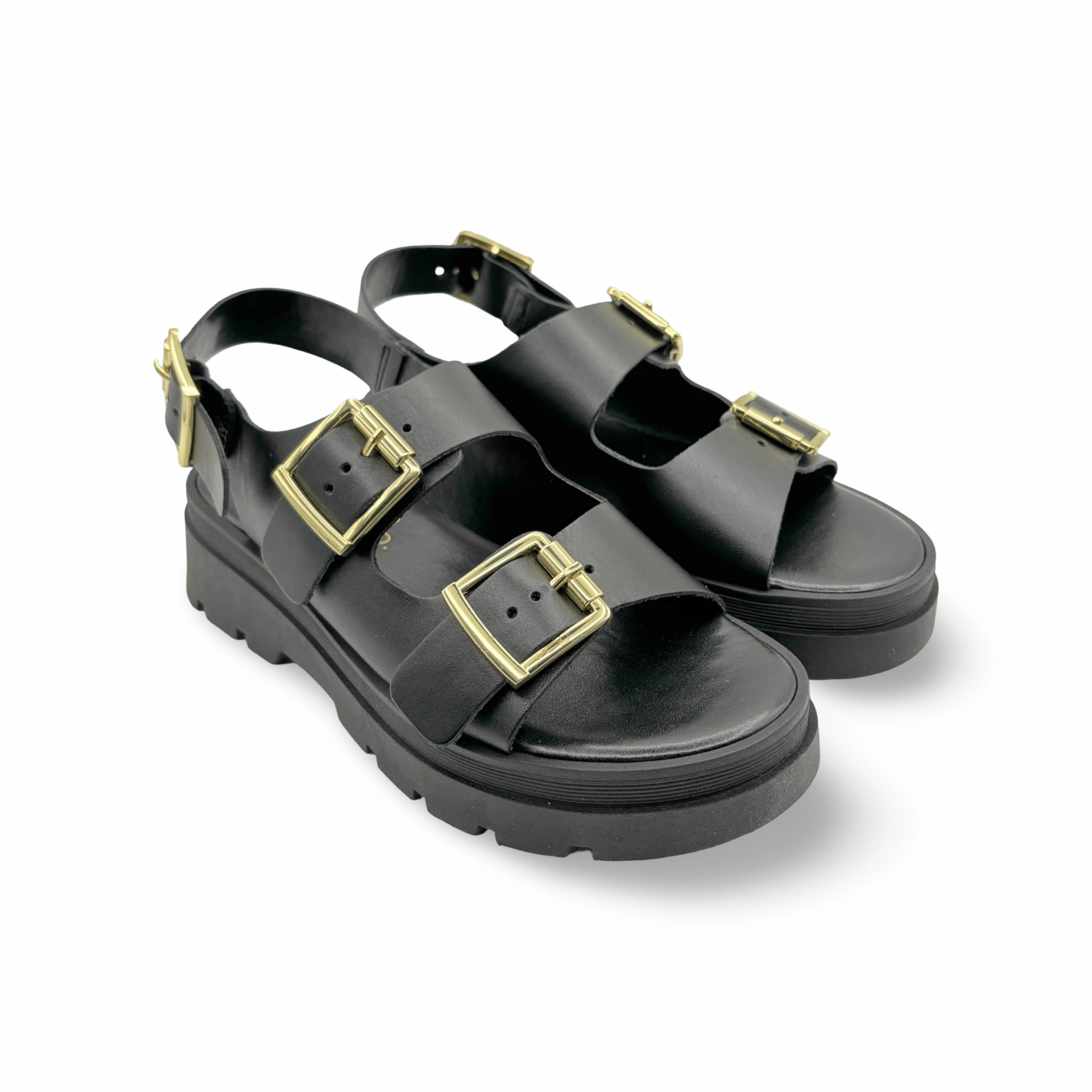 Cipher Black Leather Sandal