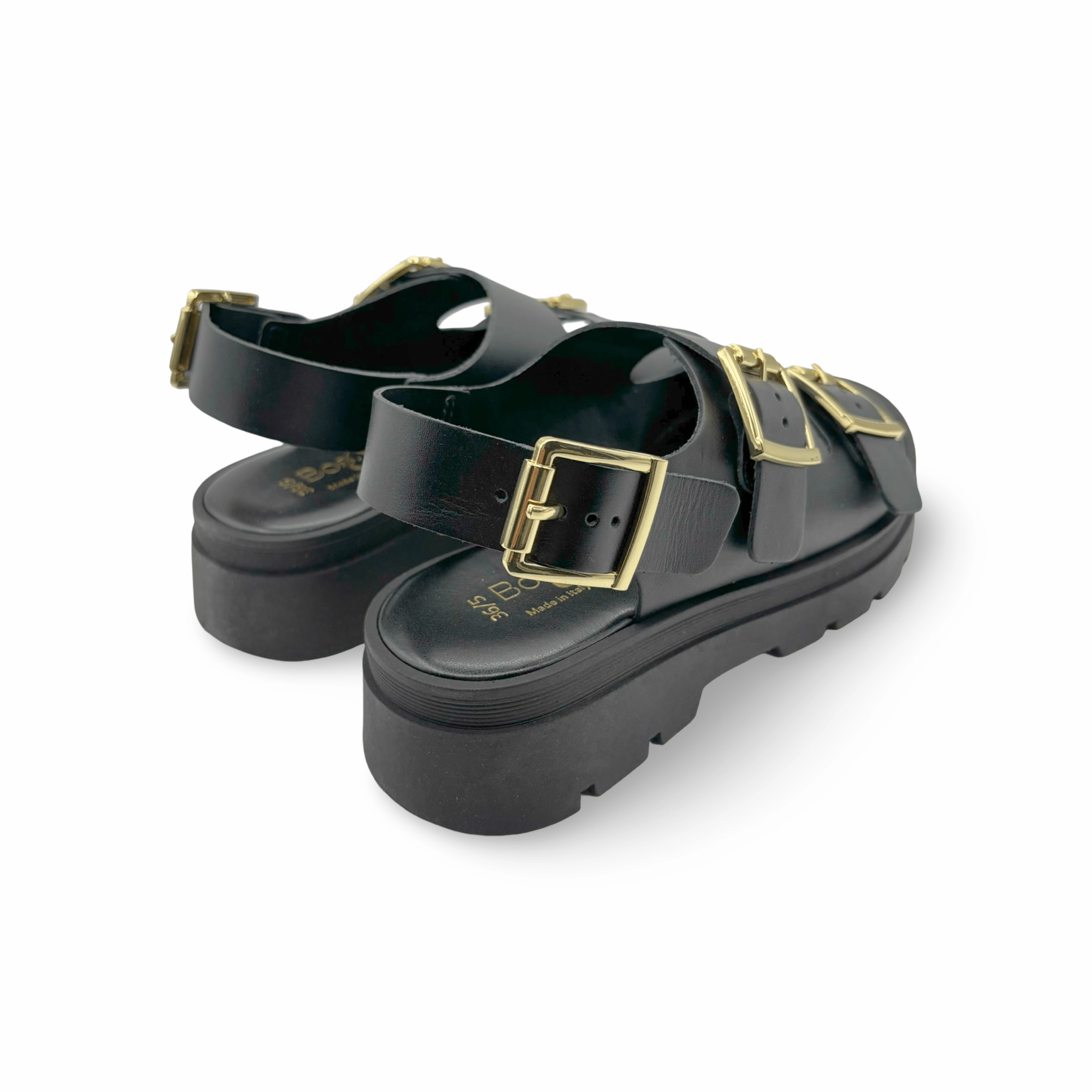 Cipher Black Leather Sandal
