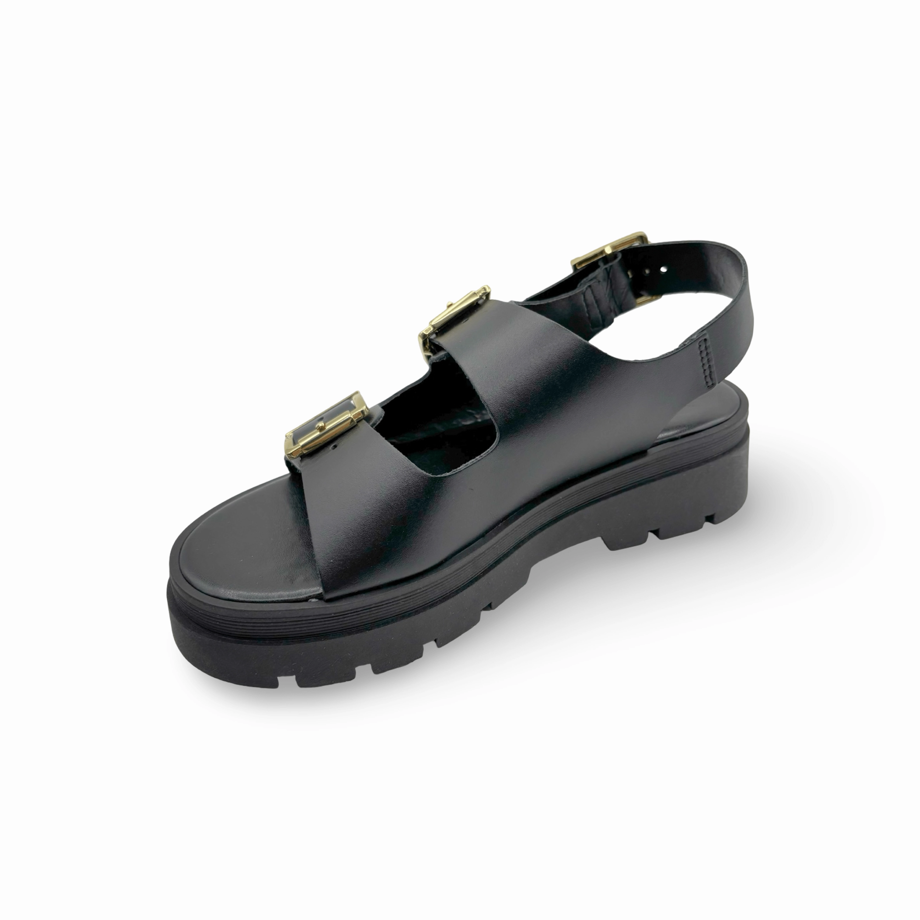 Cipher Black Leather Sandal