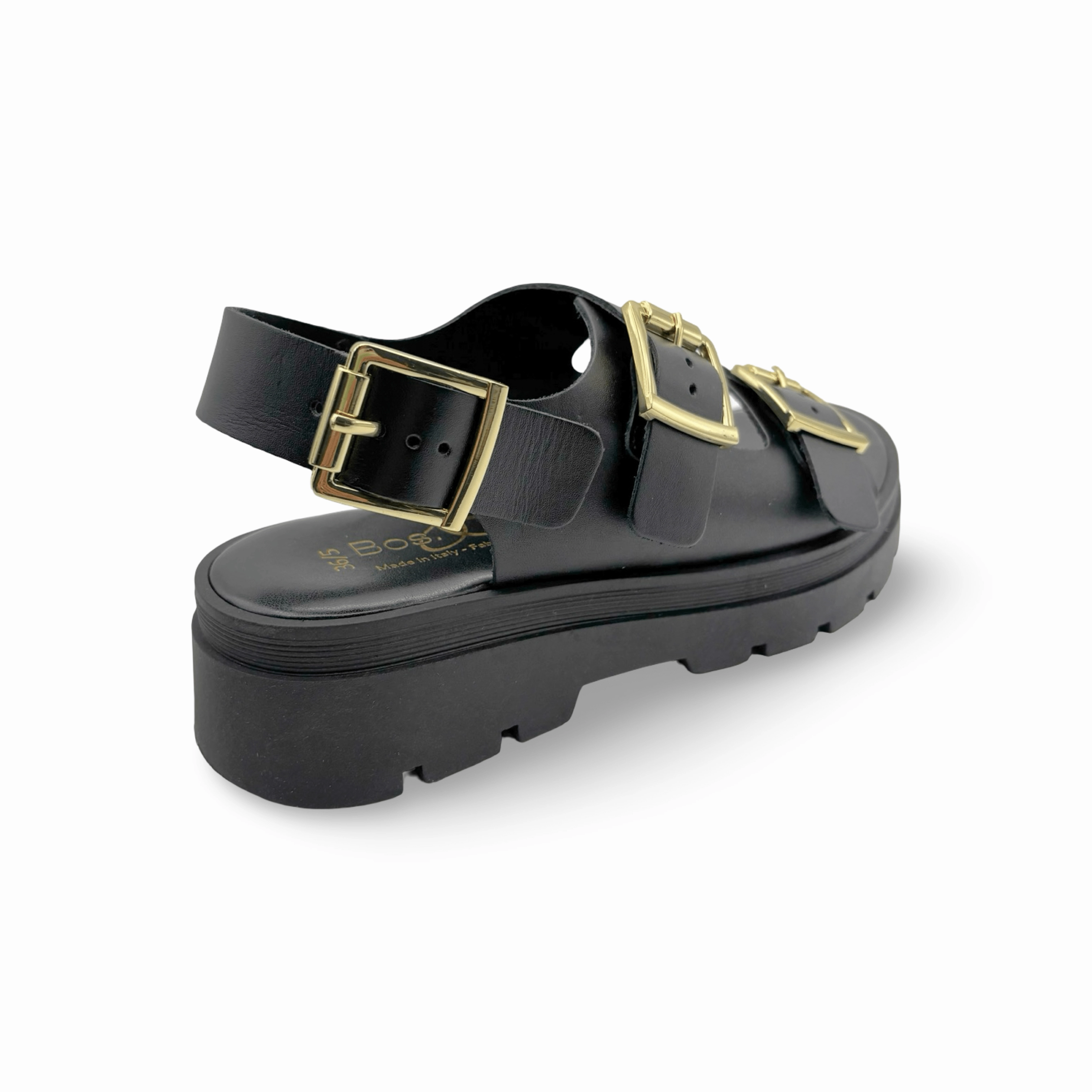 Cipher Black Leather Sandal