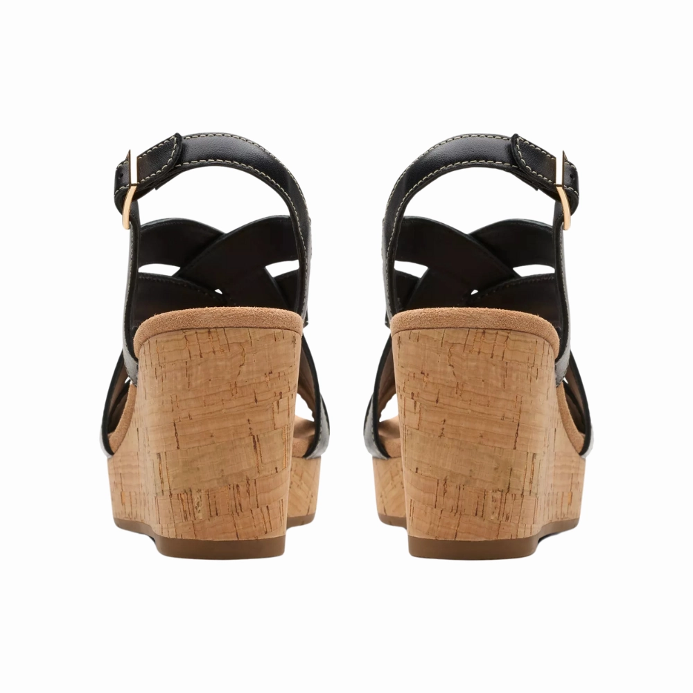 Clarks Sabina Sling Black Leather Sandal (Women's)