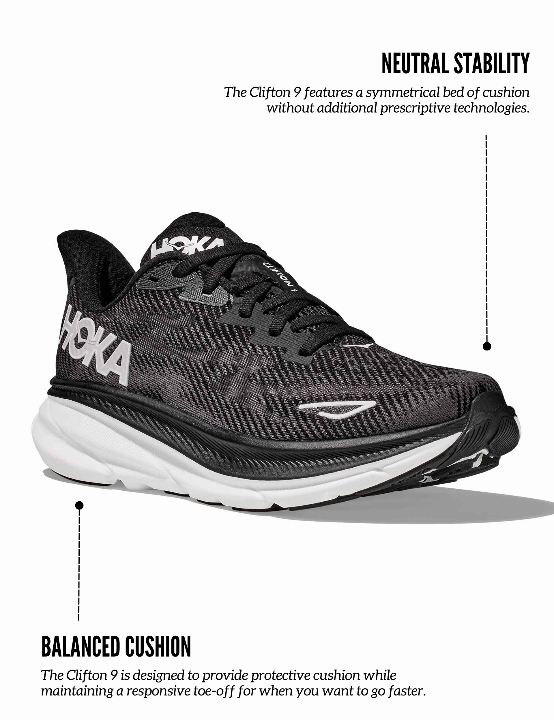 Clifton 9 - Black/White