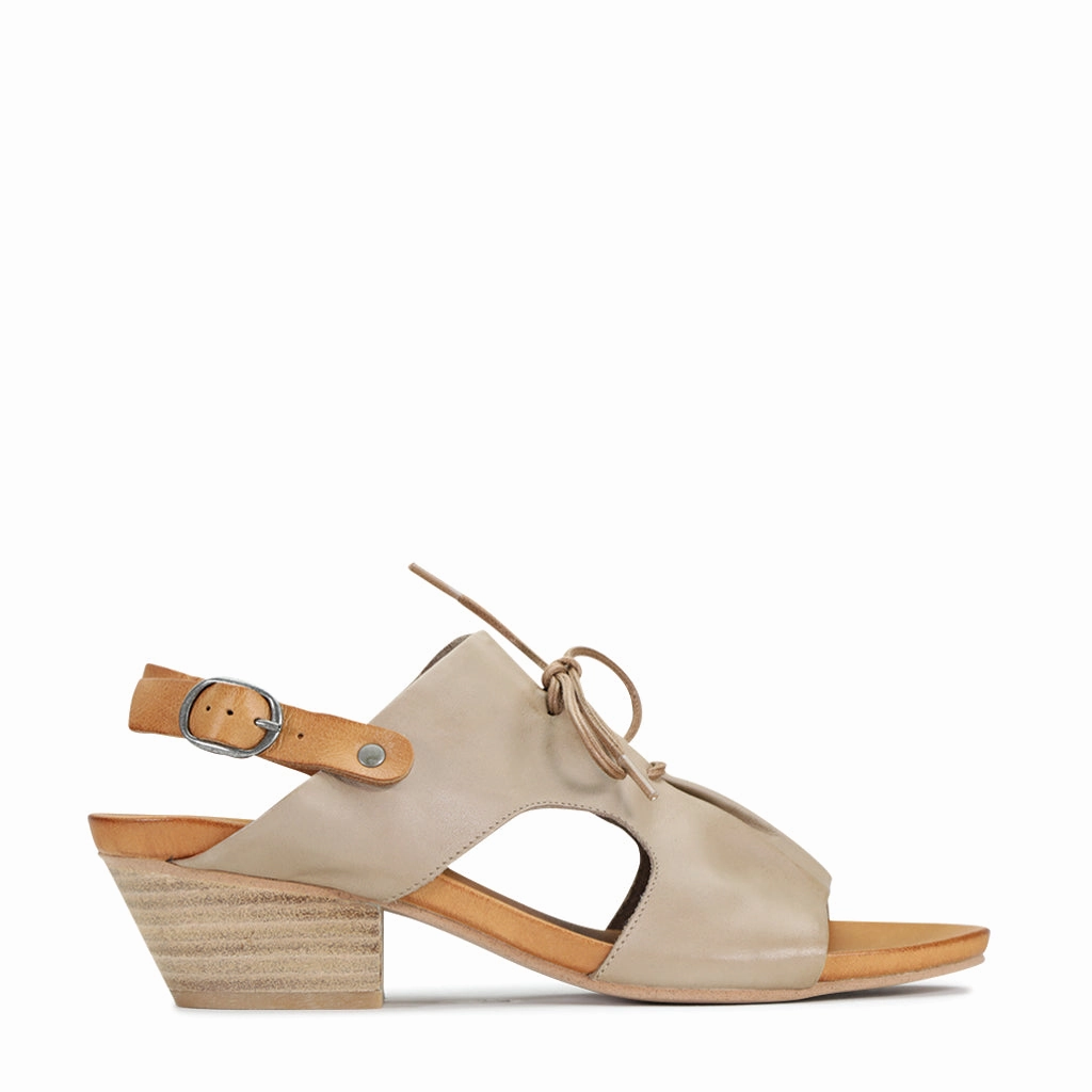CUBIT LEATHER HEEL SANDALS