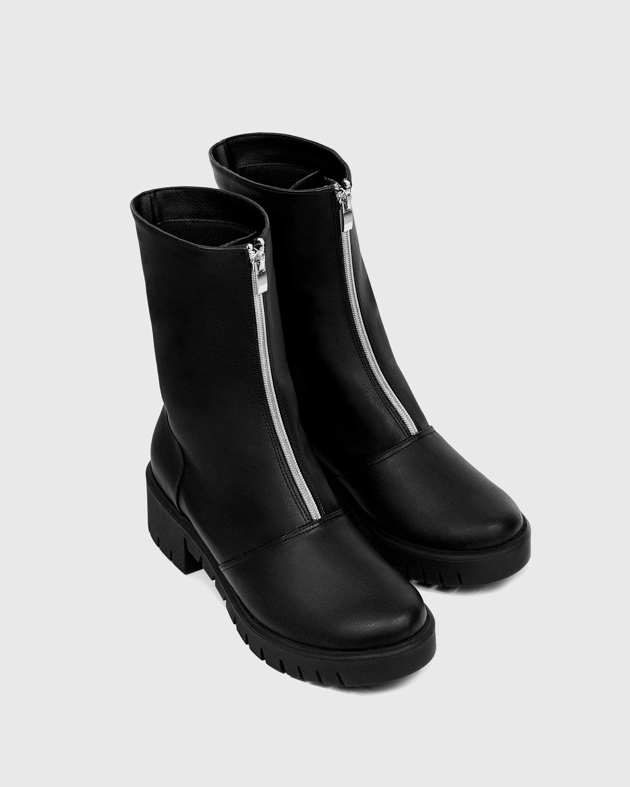 Cyber Desserto Cactus Leather Vegan Ankle Boots | Black