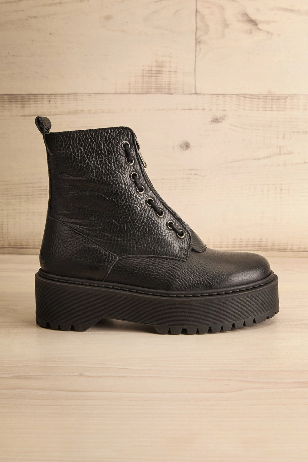 Darre | Black Leather Platform Boots