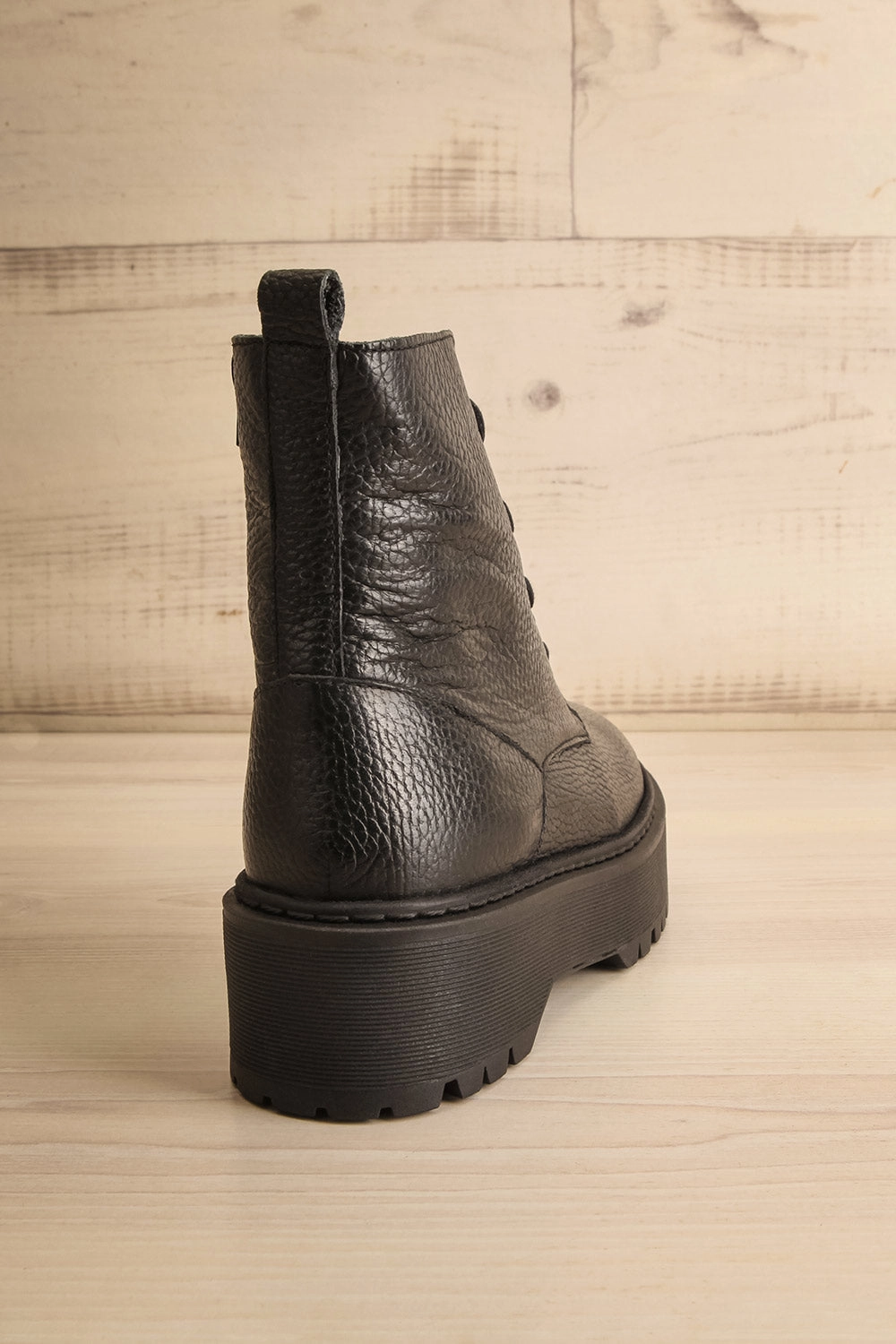Darre | Black Leather Platform Boots