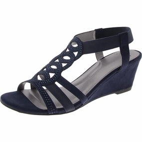 Denice Womens Embellished Wedge Strappy Sandals