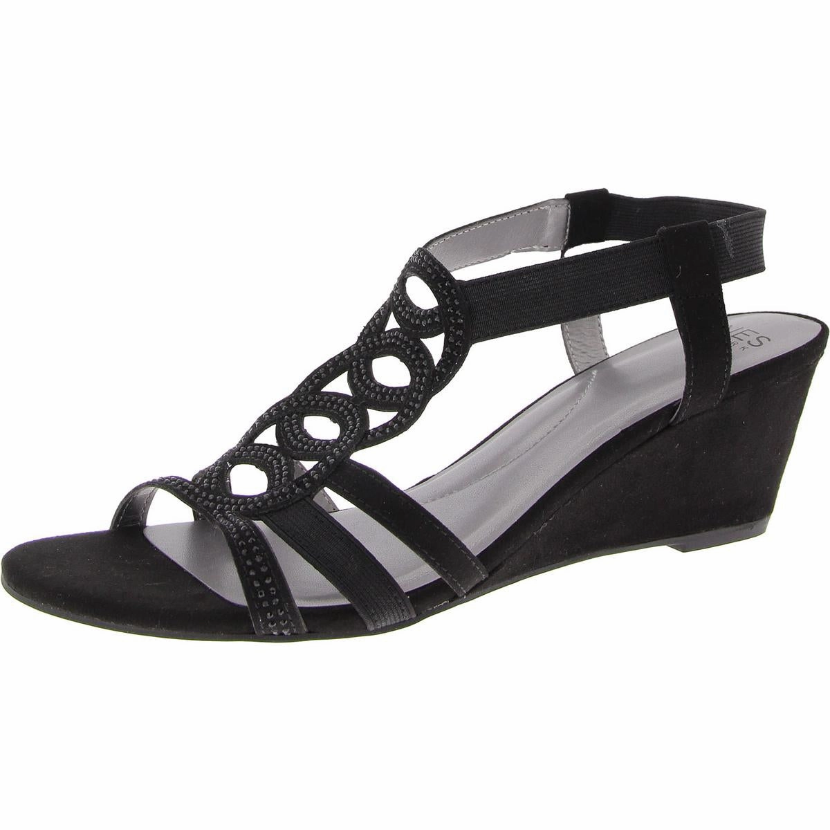 Denice Womens Embellished Wedge Strappy Sandals