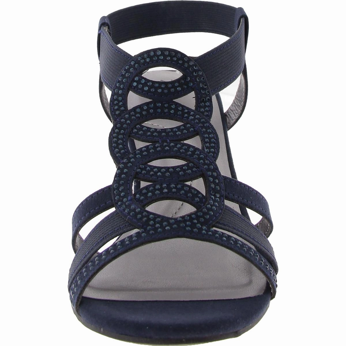 Denice Womens Embellished Wedge Strappy Sandals