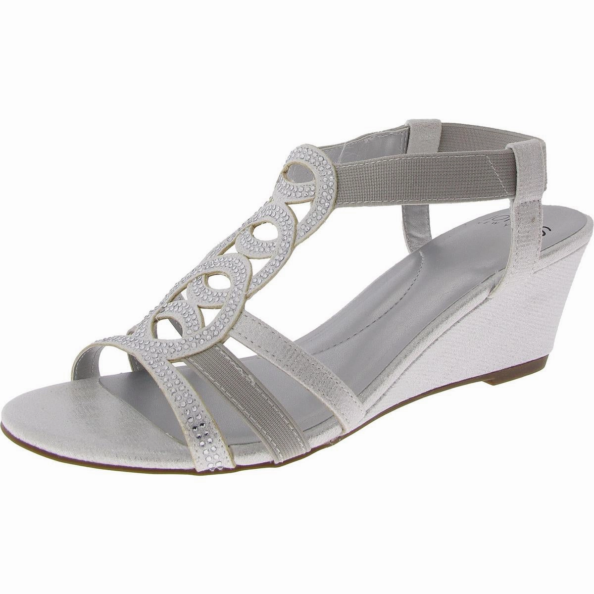 Denice Womens Embellished Wedge Strappy Sandals