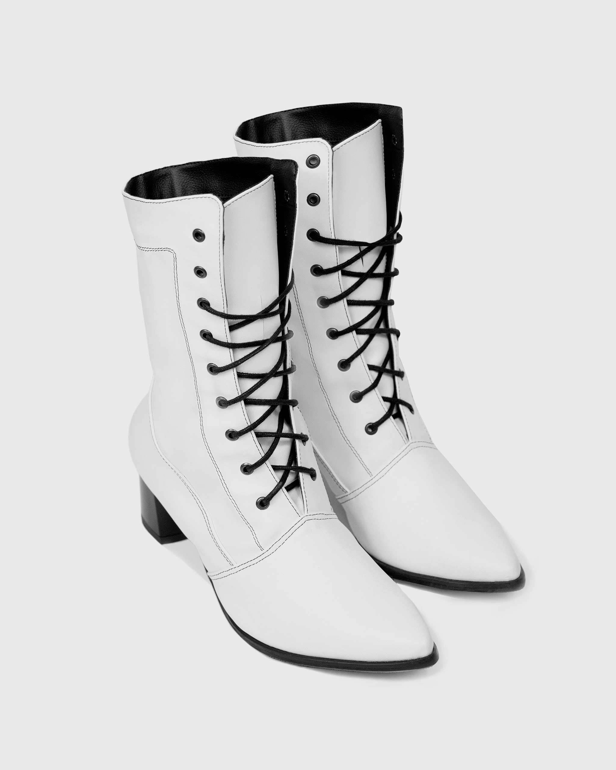 Desserto Cactus Leather Vegan Ankle Boots | White