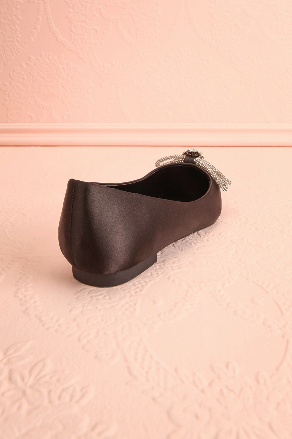 Effet Black | Satin Ballet Flats w/ Sequin Bow