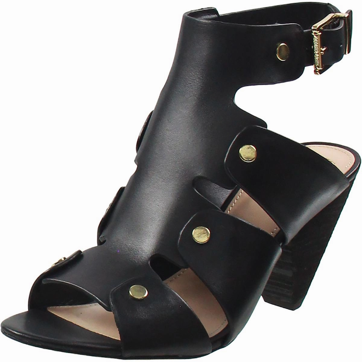 Ekerd Womens Studded Leather Block Heel
