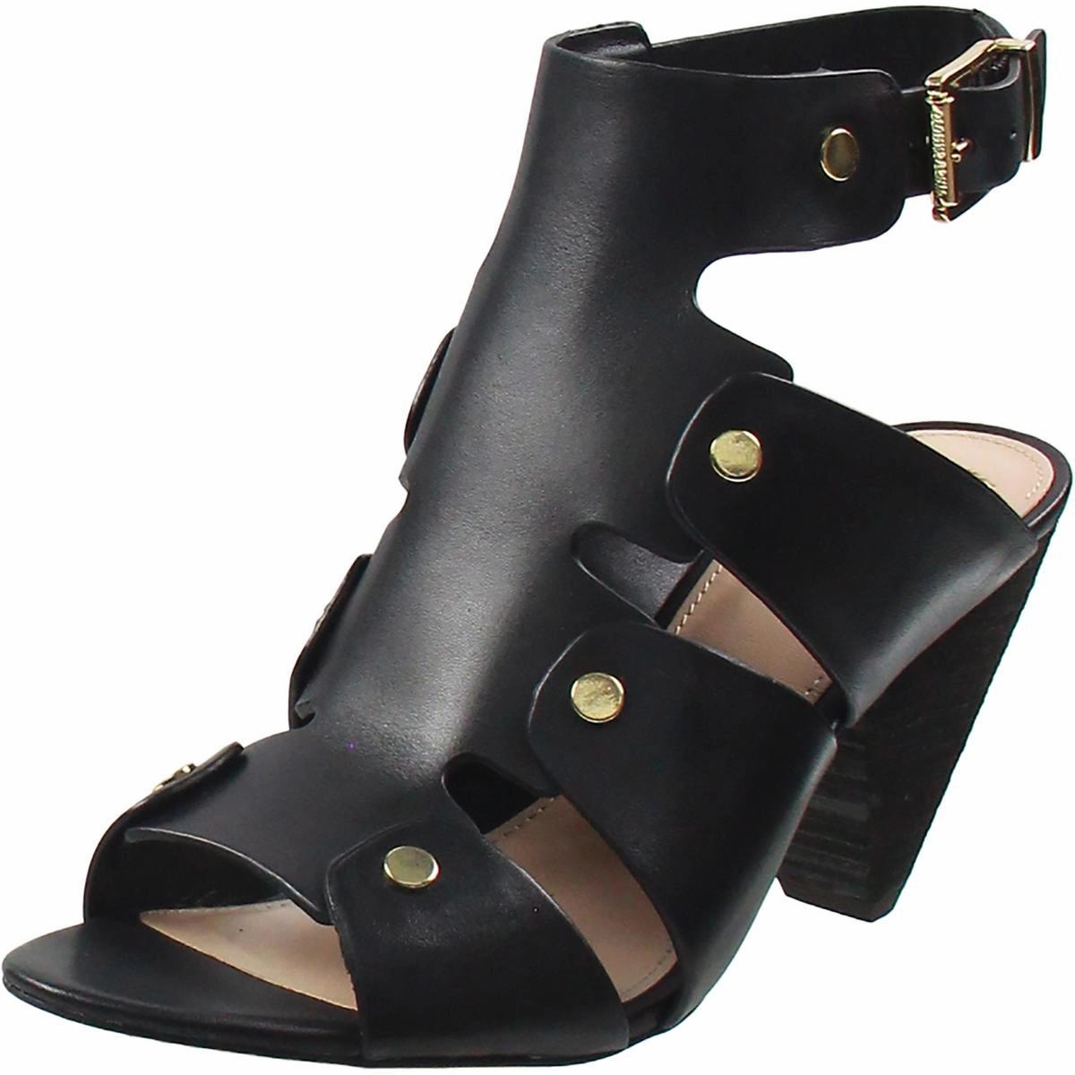 Ekerd Womens Studded Leather Block Heel