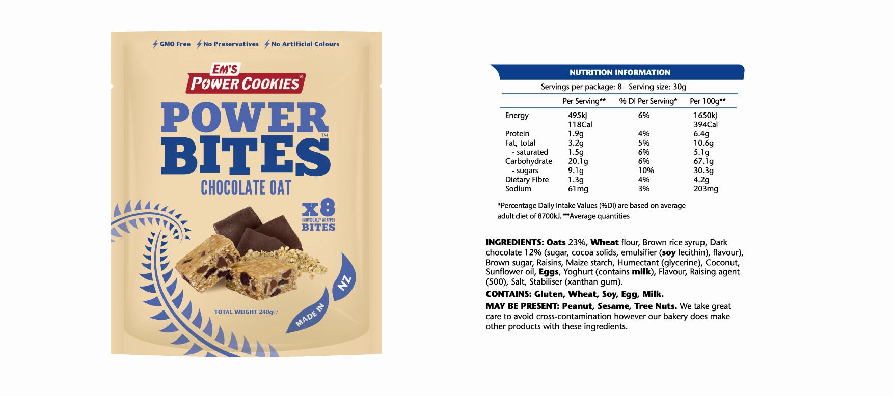 Em's Power Bites - 240g - 8 Pack
