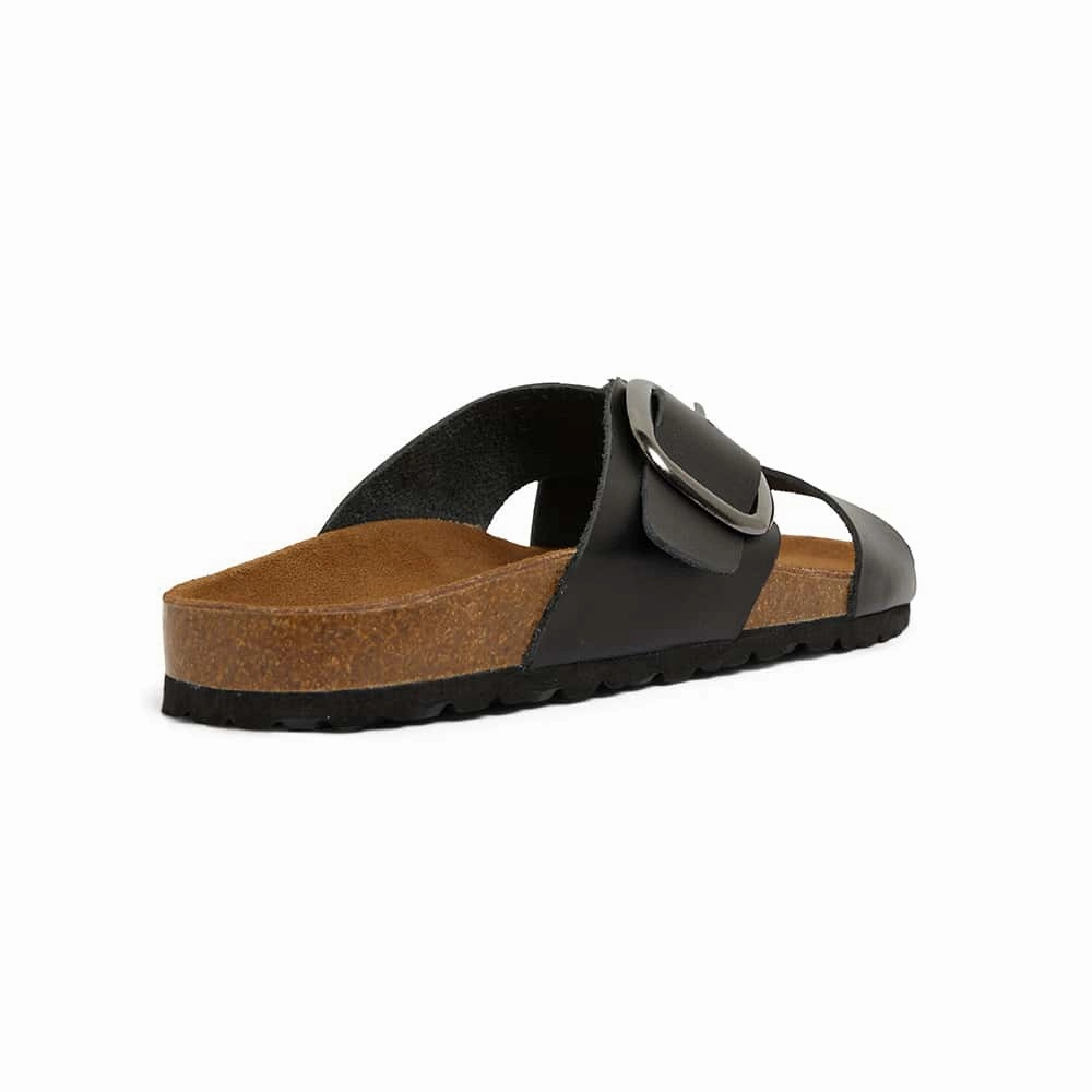 Fiji Slide in Black Leather