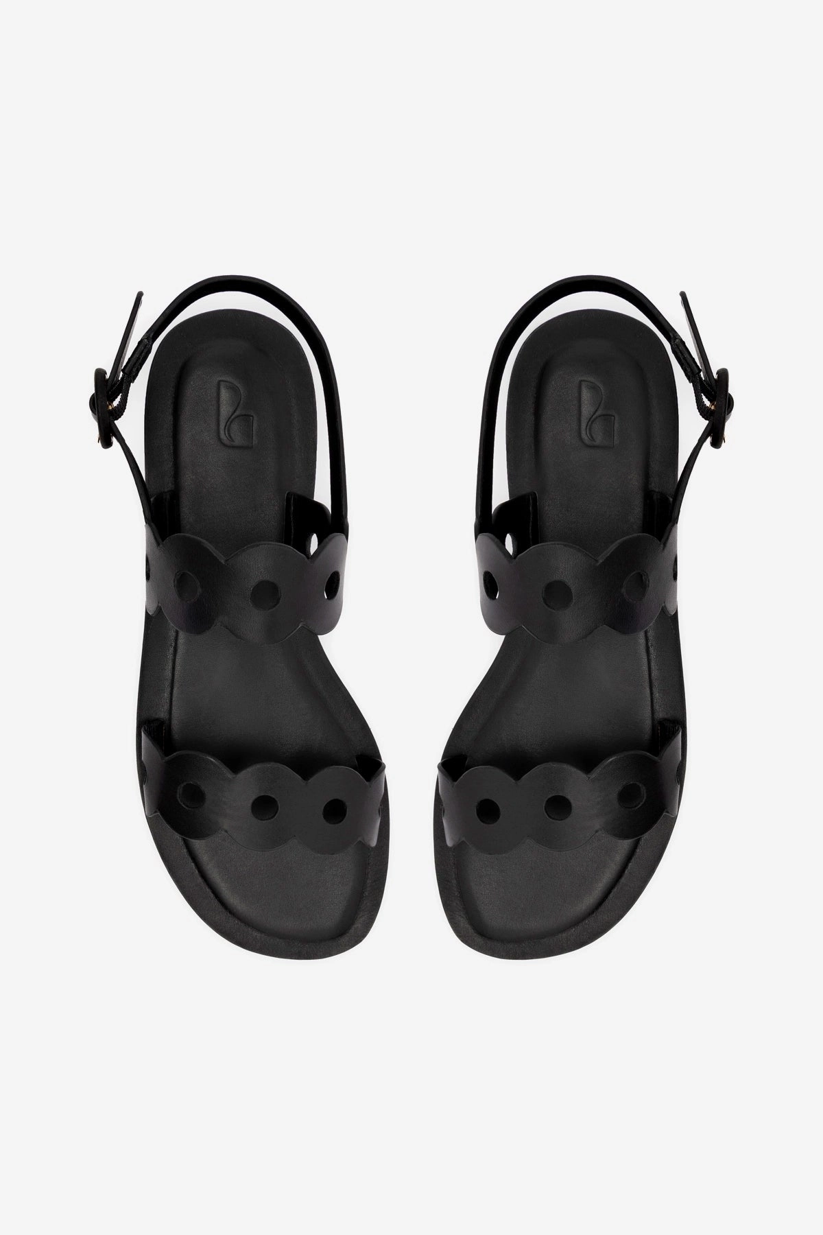 Florence Flat Sandal In Black Leather