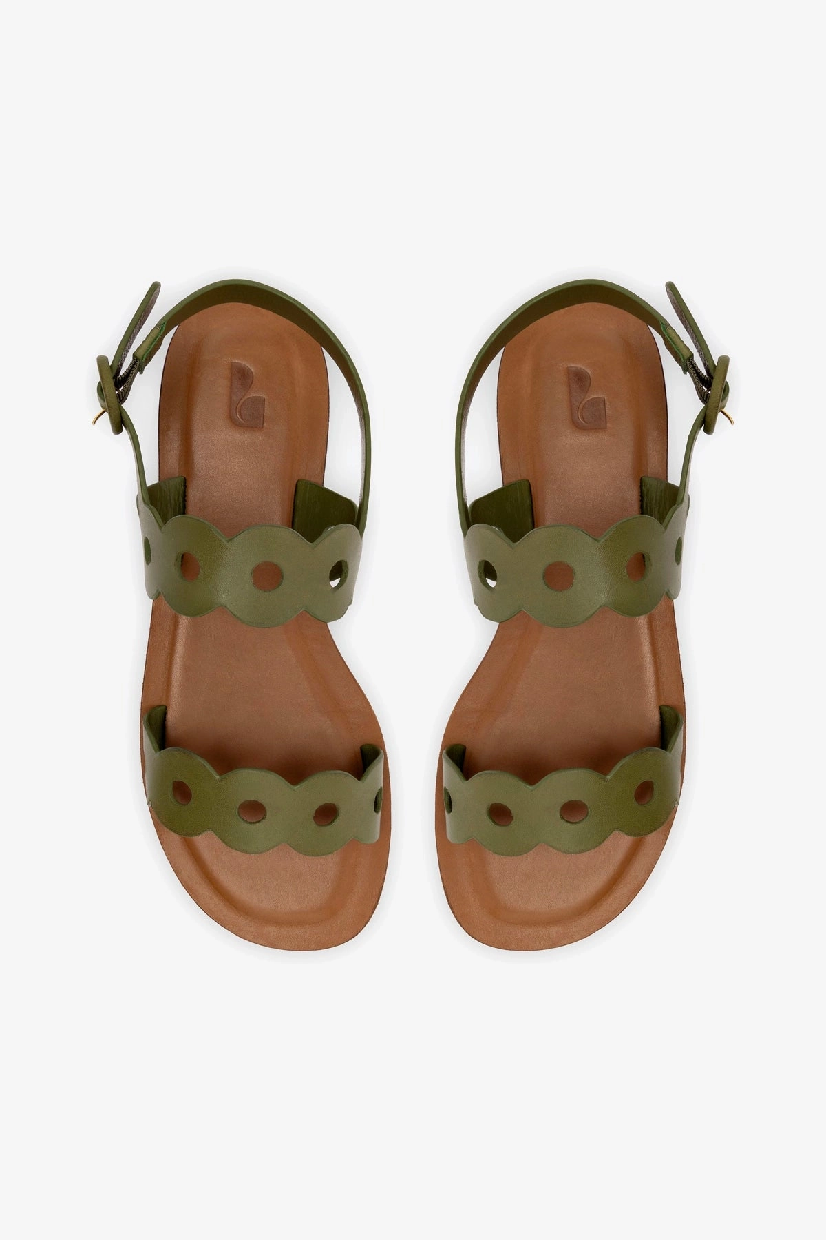Florence Flat Sandal In Seaweed Leather