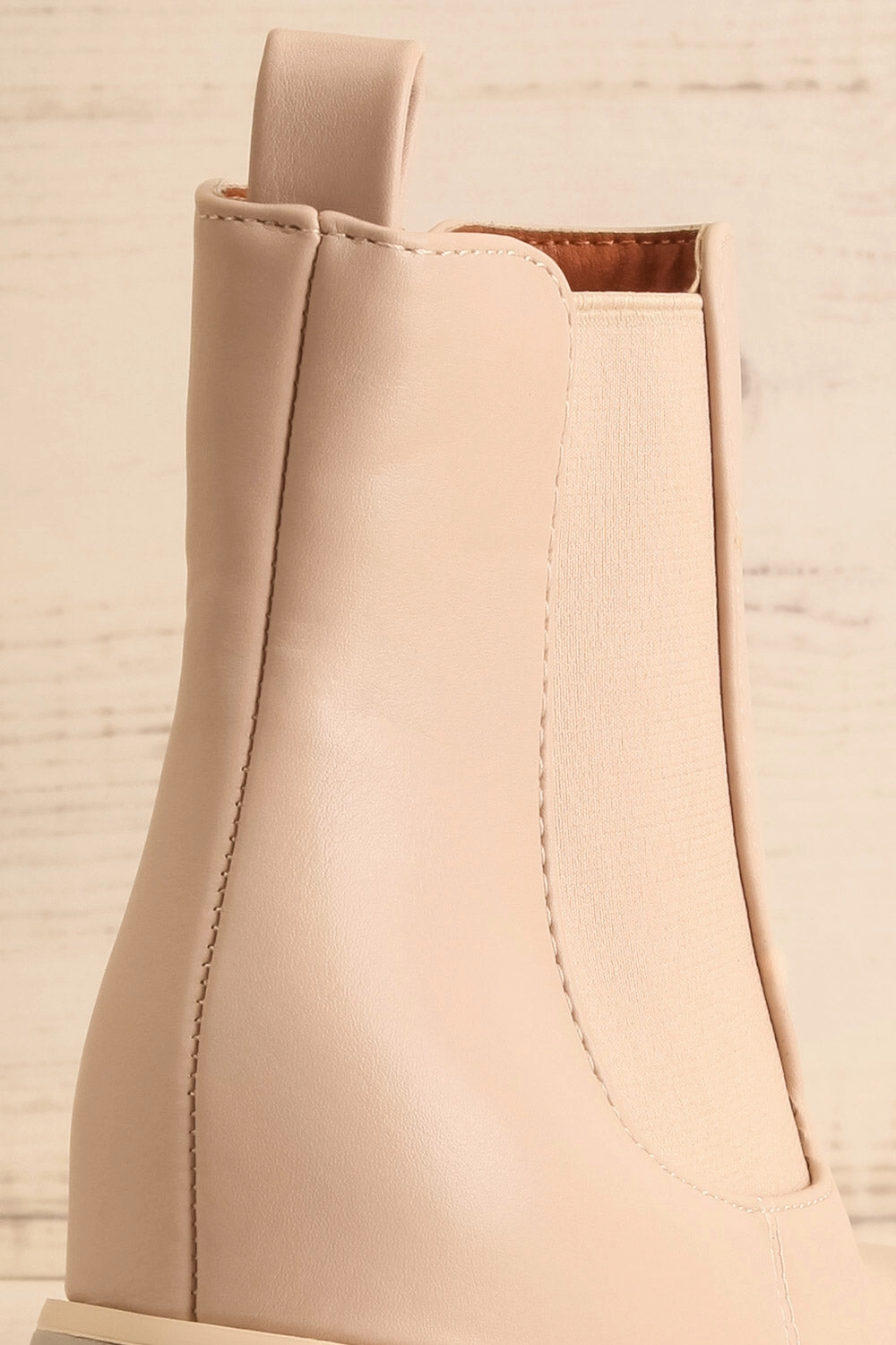 Foster Beige | Platform Heeled Ankle Boots