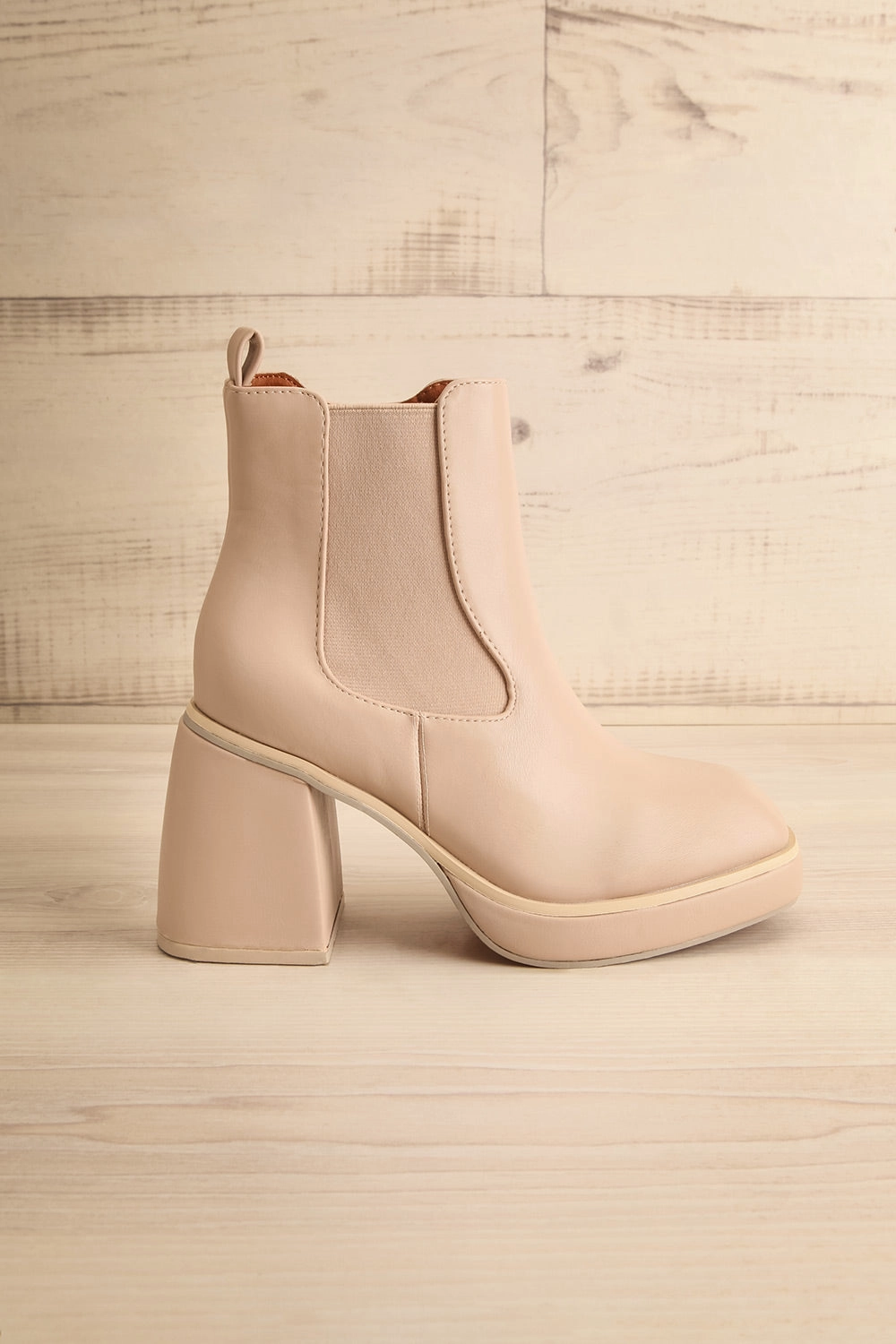 Foster Beige | Platform Heeled Ankle Boots