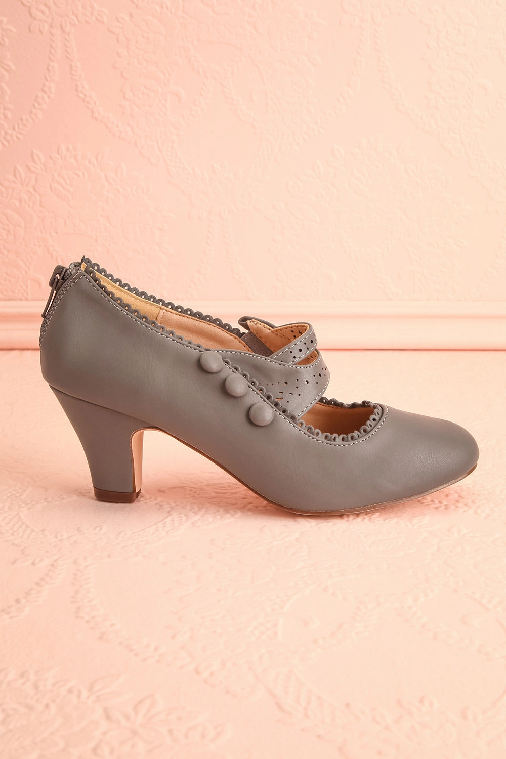 Genet Grey | Closed Toe Heels