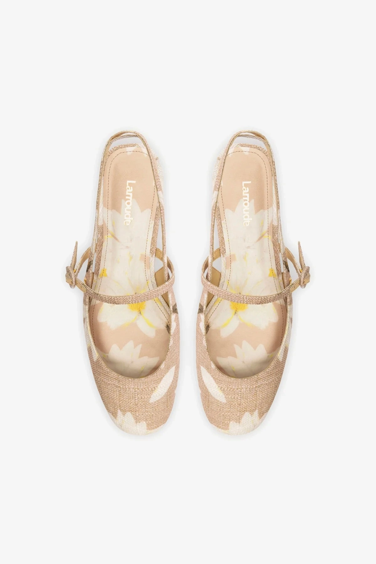 Georgina Ballet Flat In Beige Printed Raffia