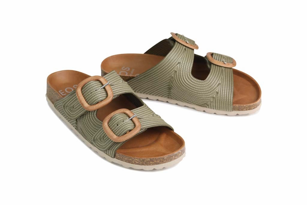 GIANA LEATHER SLIDE SANDALS
