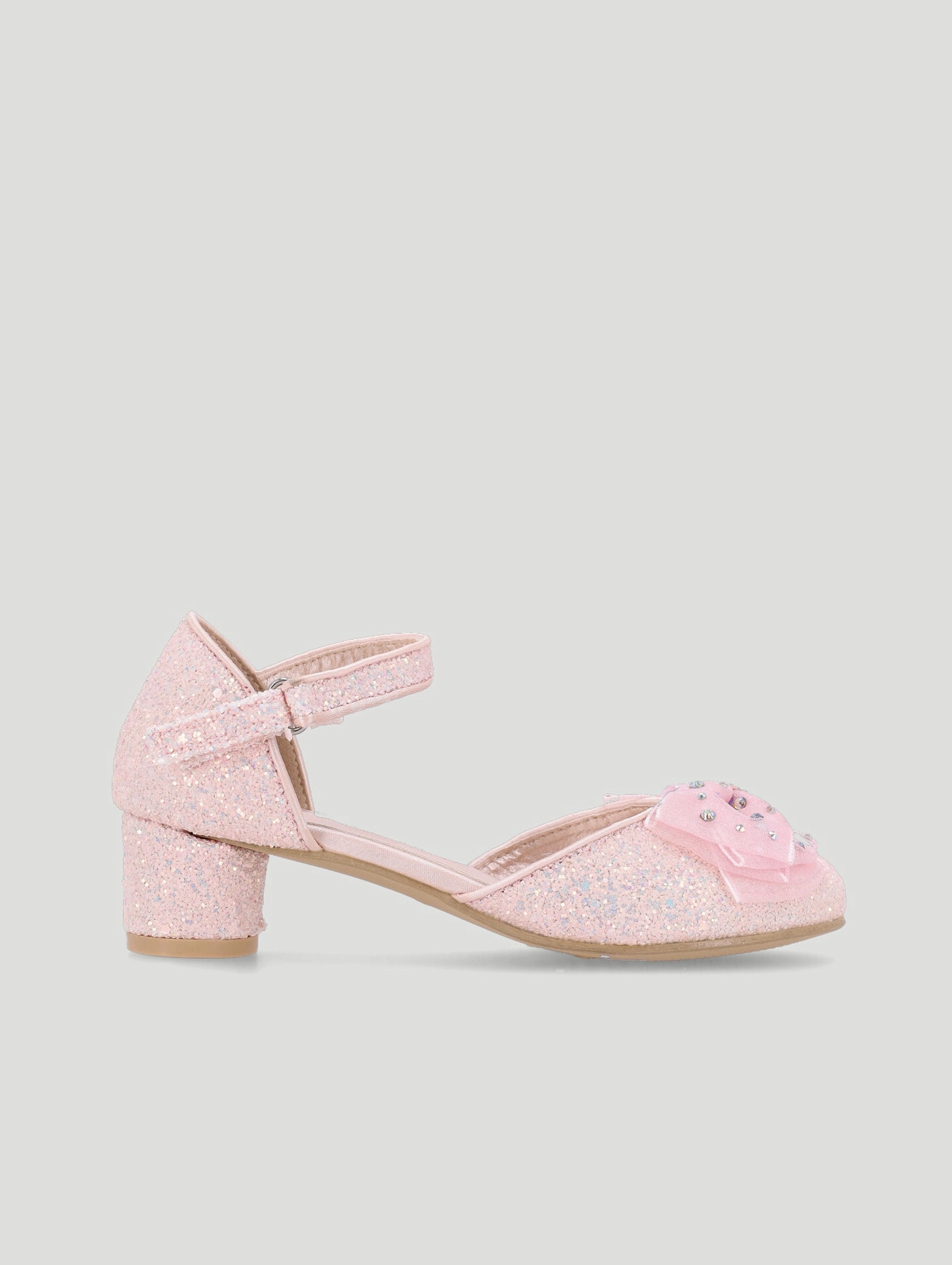 Girls Bow Glitter Heel-Pink