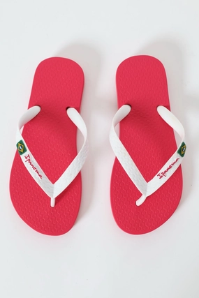 Girls Classic Brasil Flip Flop - White/Pink