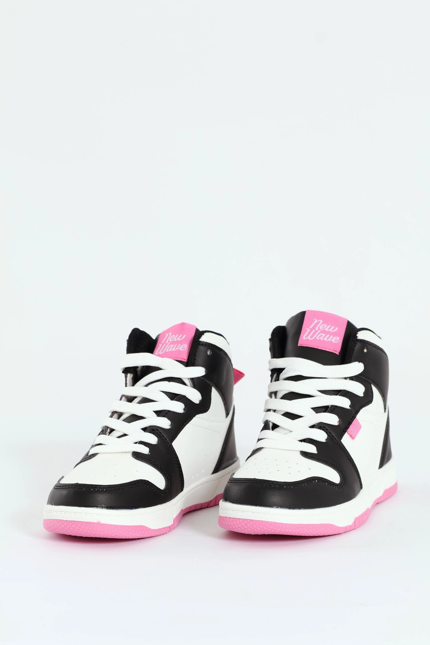 Girls Court High Top Sneaker - Black/Pink