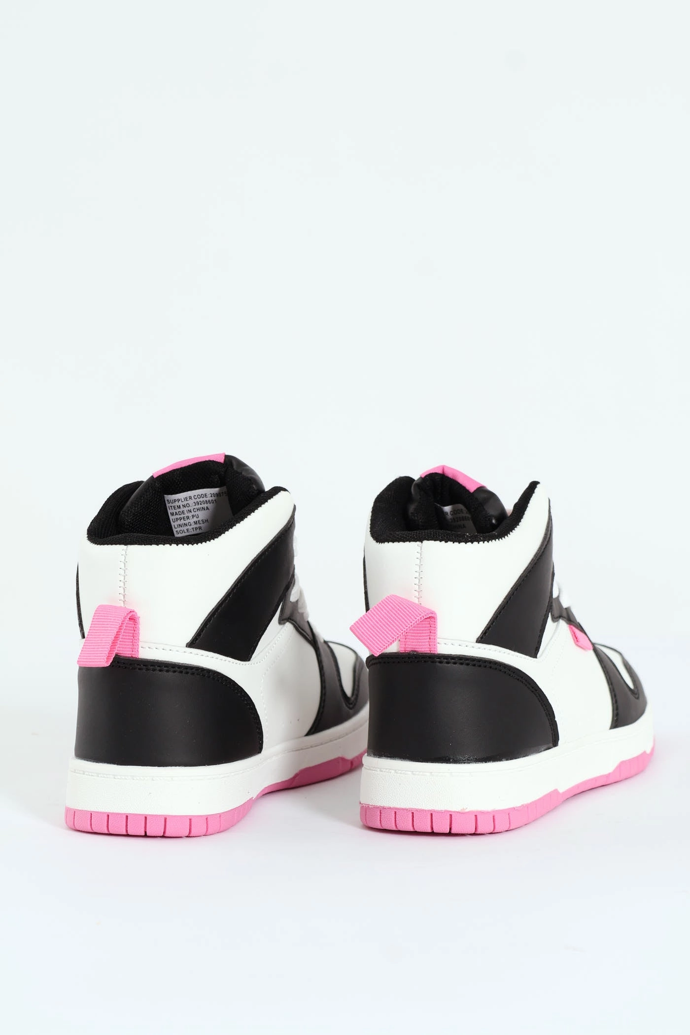 Girls Court High Top Sneaker - Black/Pink