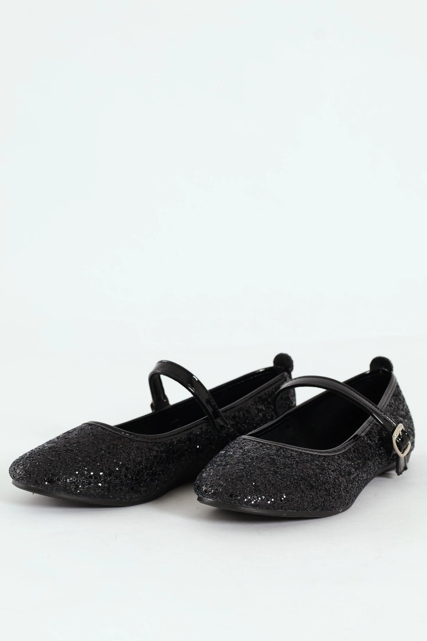 Girls Glitter Pump - Black