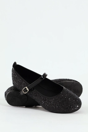 Girls Glitter Pump - Black